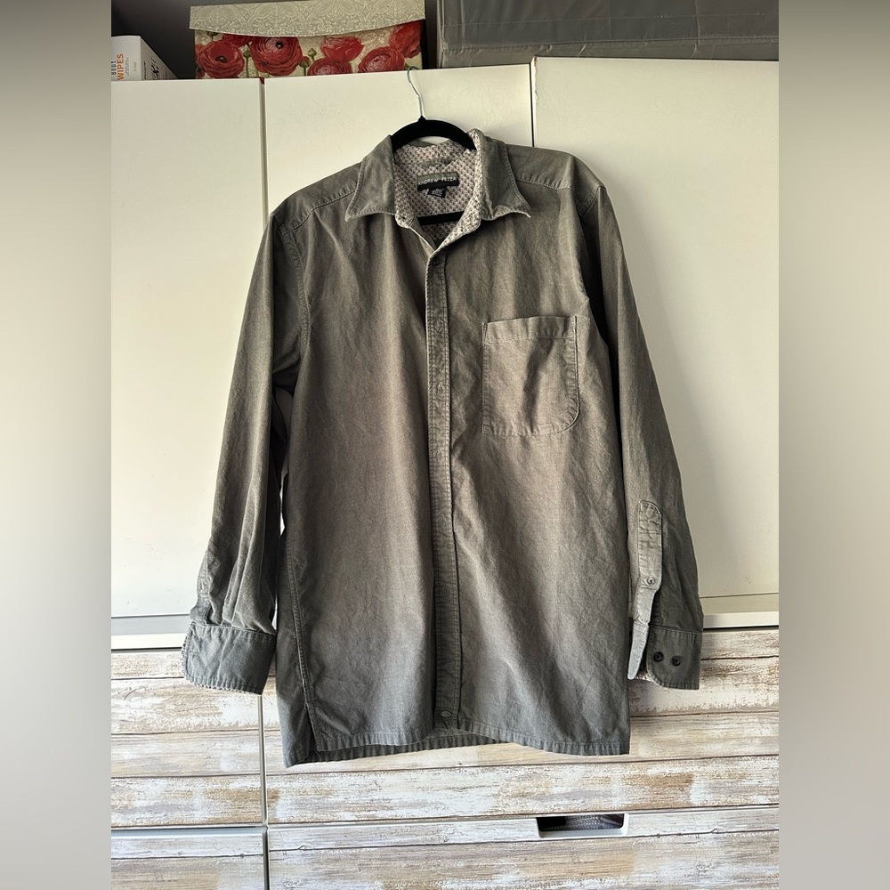 π Andrew Fezza Gray Micro Corduroy Button Front Shirt Menβs XL